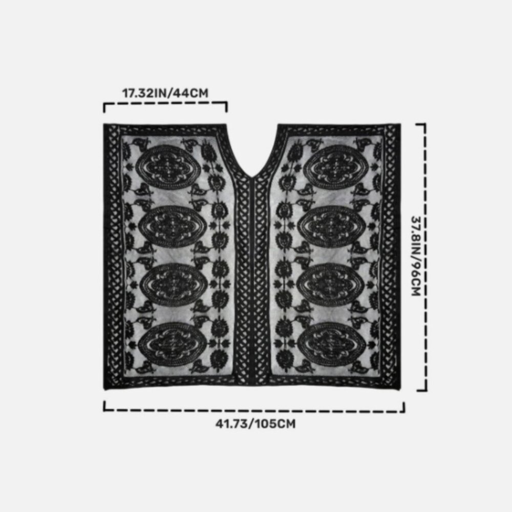 Colornival Swimwear Beach Pool Cover Up Poncho Black V Neck Lace Floral Paisley - Picture 6 of 13